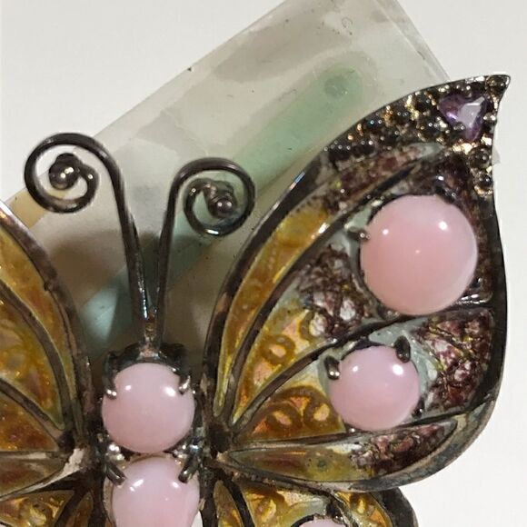 STERLING SILVER FILIGREE & Enamel brooch - Picture 5 of 14